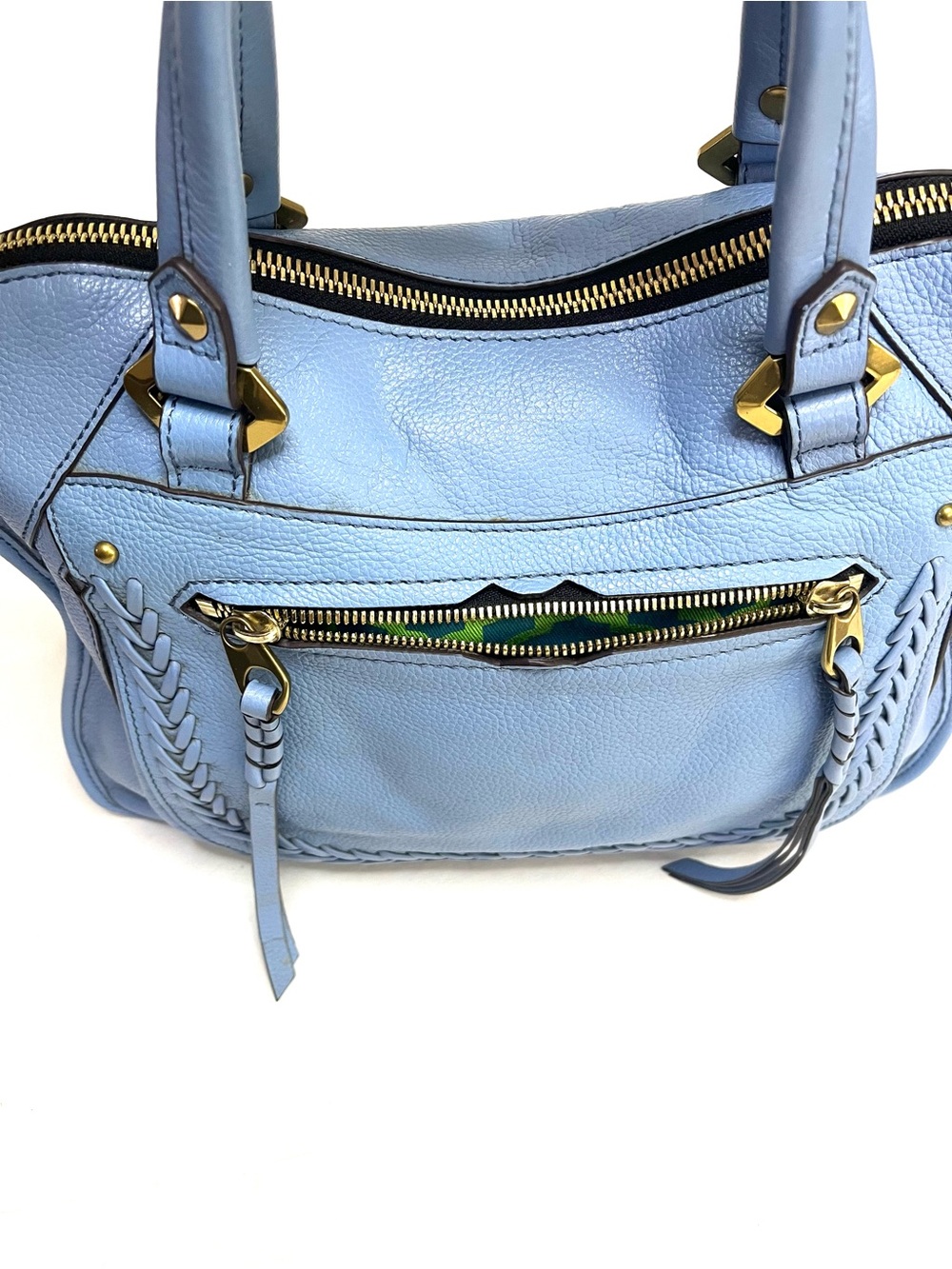 Oryany Sarah Sky Blue Pebbled Leather Satchel - Picture 8 of 11